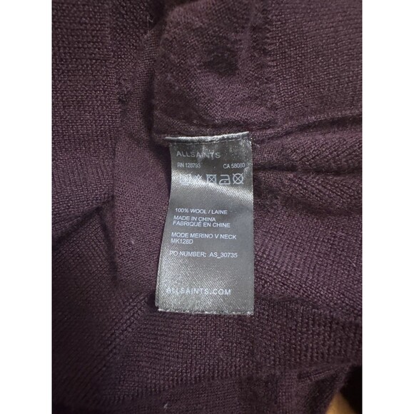 Allsaints New Wave Jumper Sweater Merino Wool  burgundy women’s  Sz XS a27 - Picture 8 of 11